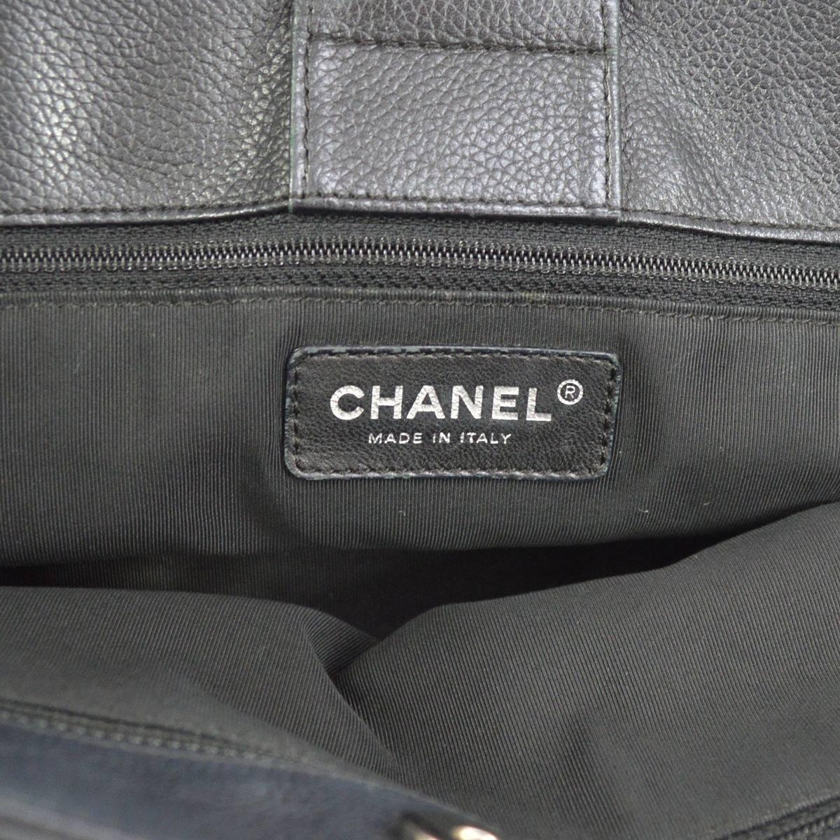 Chanel Black Leather Top Handle Carryall Travel Tote Bag 4