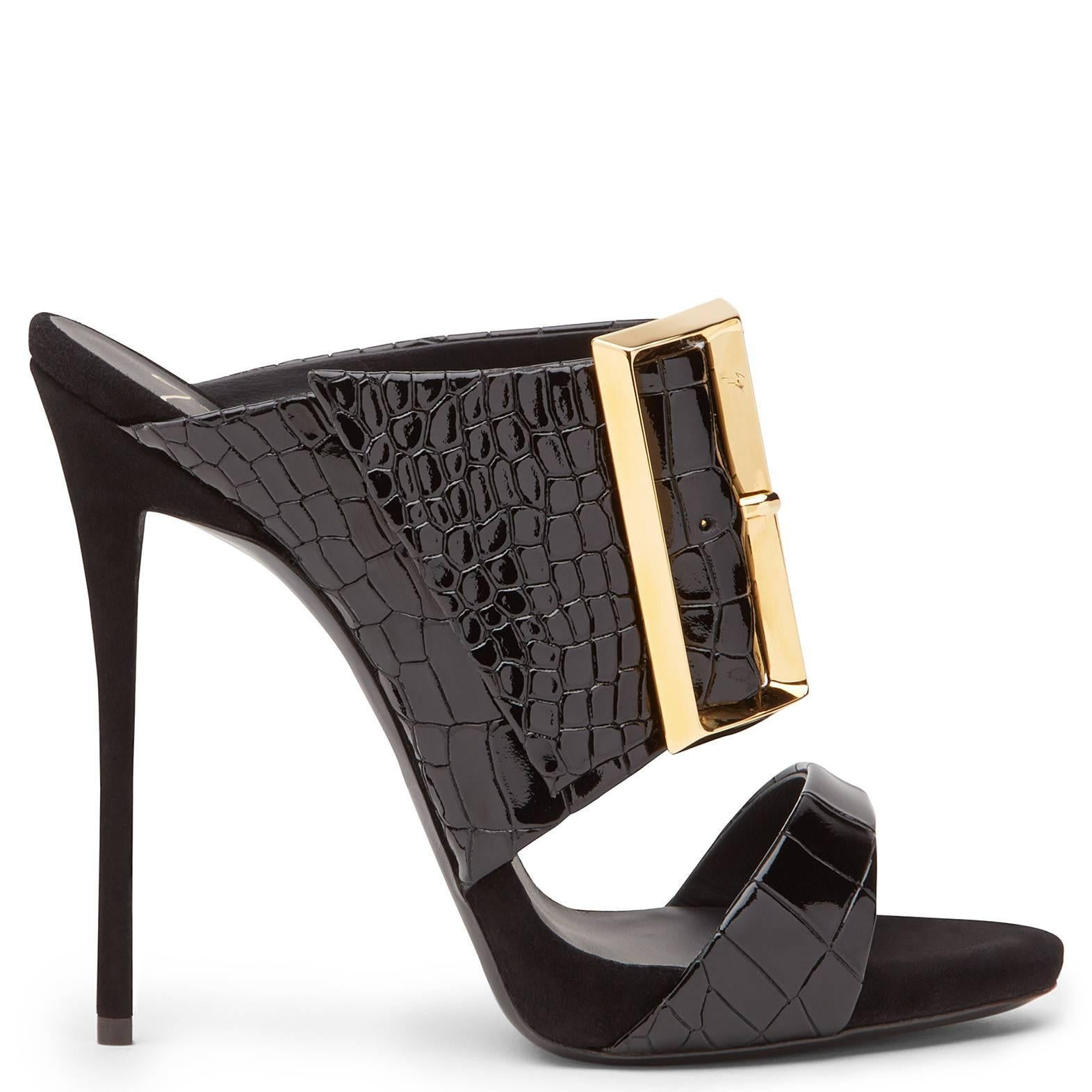 giuseppe zanotti black and gold heels