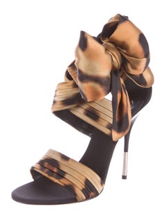 Giuseppe Zanotti New Black Gold Bow Tie Up Evening Sandals Heels