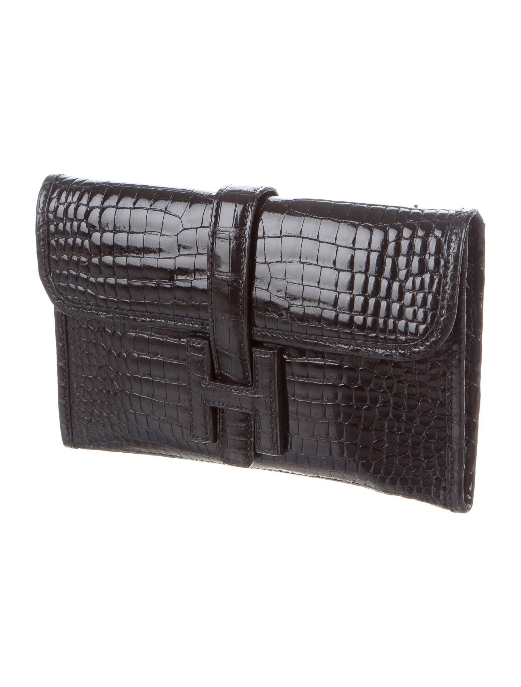 Hermes Black Crocodile H Envelope Evening Clutch Flap Bag In Good Condition In Chicago, IL