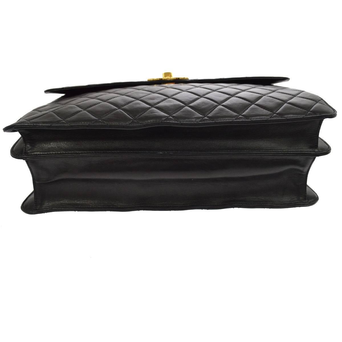 Chanel Black Lamb Travel Top Handle Satchel Briefcase Bag 1