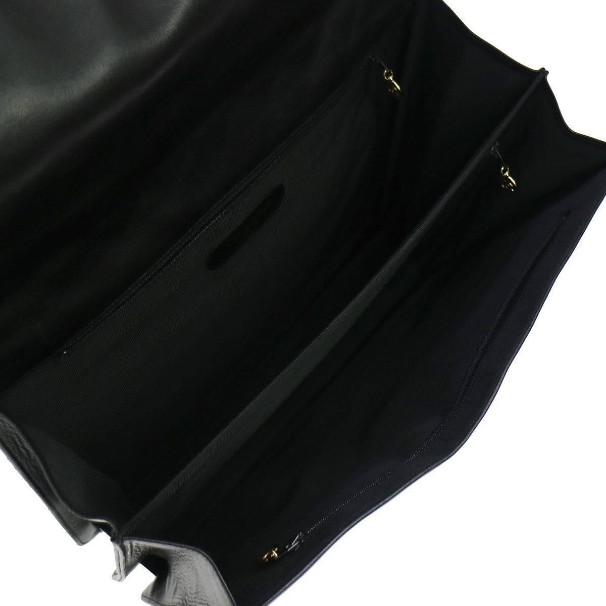Chanel Black Lamb Travel Top Handle Satchel Briefcase Bag 3