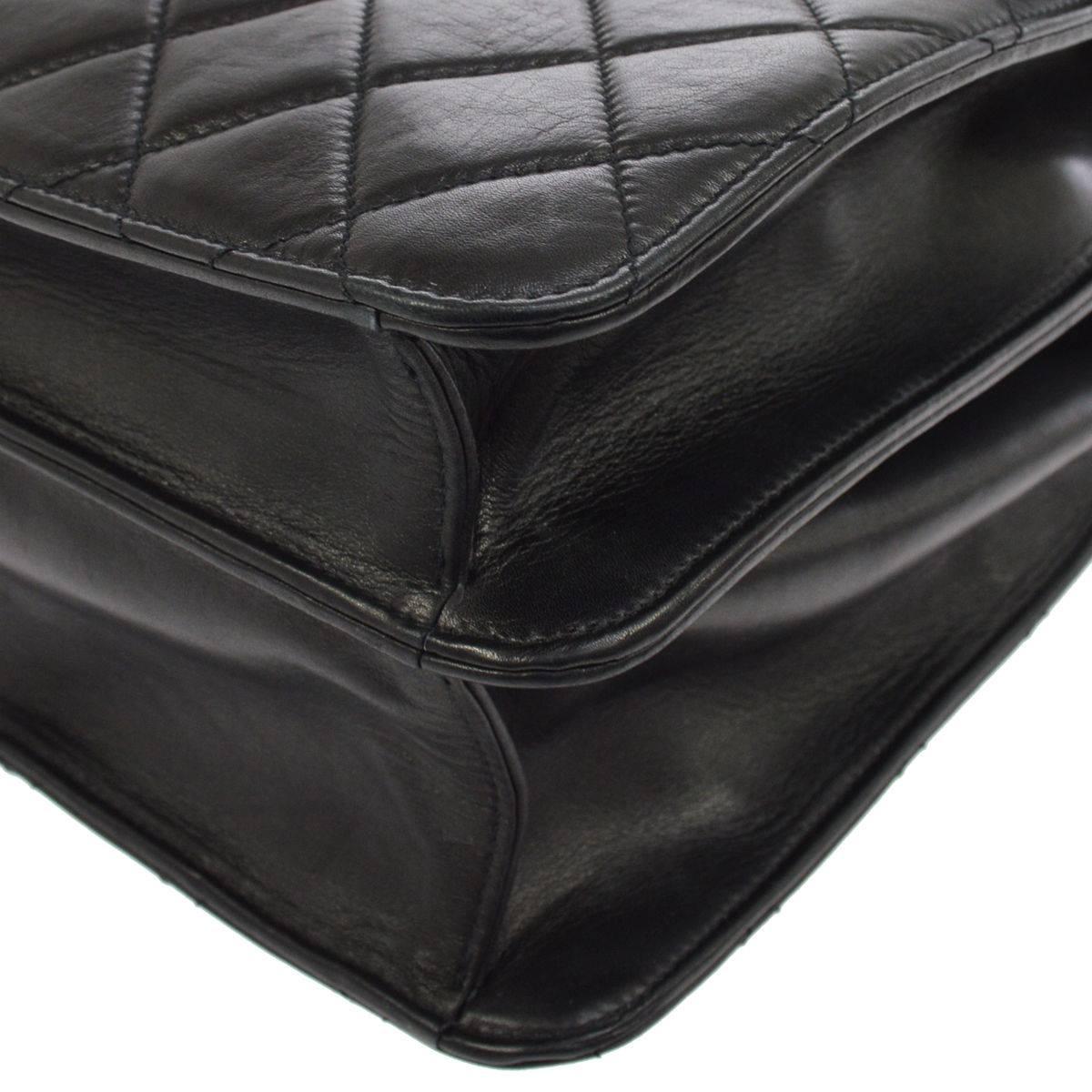 Chanel Black Lamb Travel Top Handle Satchel Briefcase Bag 2