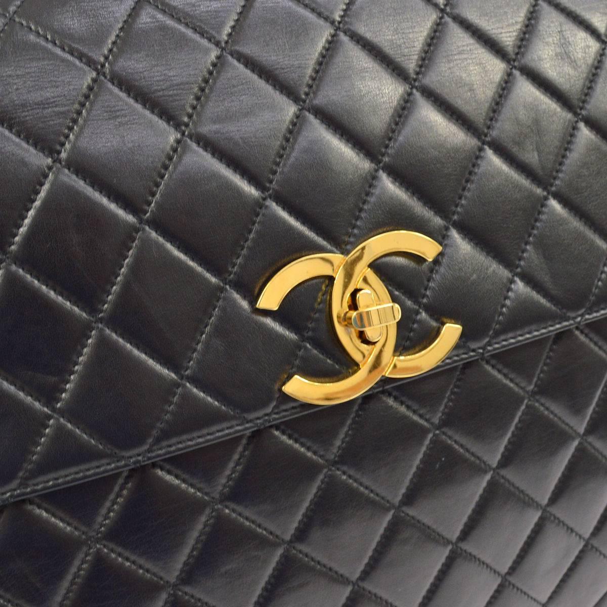 Chanel Black Lamb Travel Top Handle Satchel Briefcase Bag In Excellent Condition In Chicago, IL