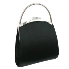 Gucci Black Satin Top Handle Kelly Evening Top Handle Bag