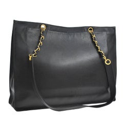 Chanel Black Lambskin Shopper Carryall Shoulder Tote Bag