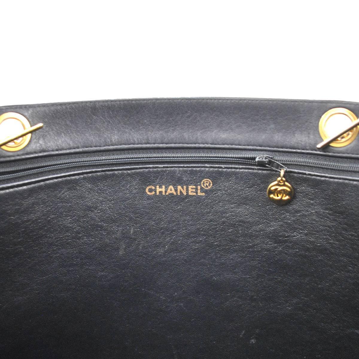 Chanel Black Lambskin Shopper Carryall Shoulder Tote Bag 3