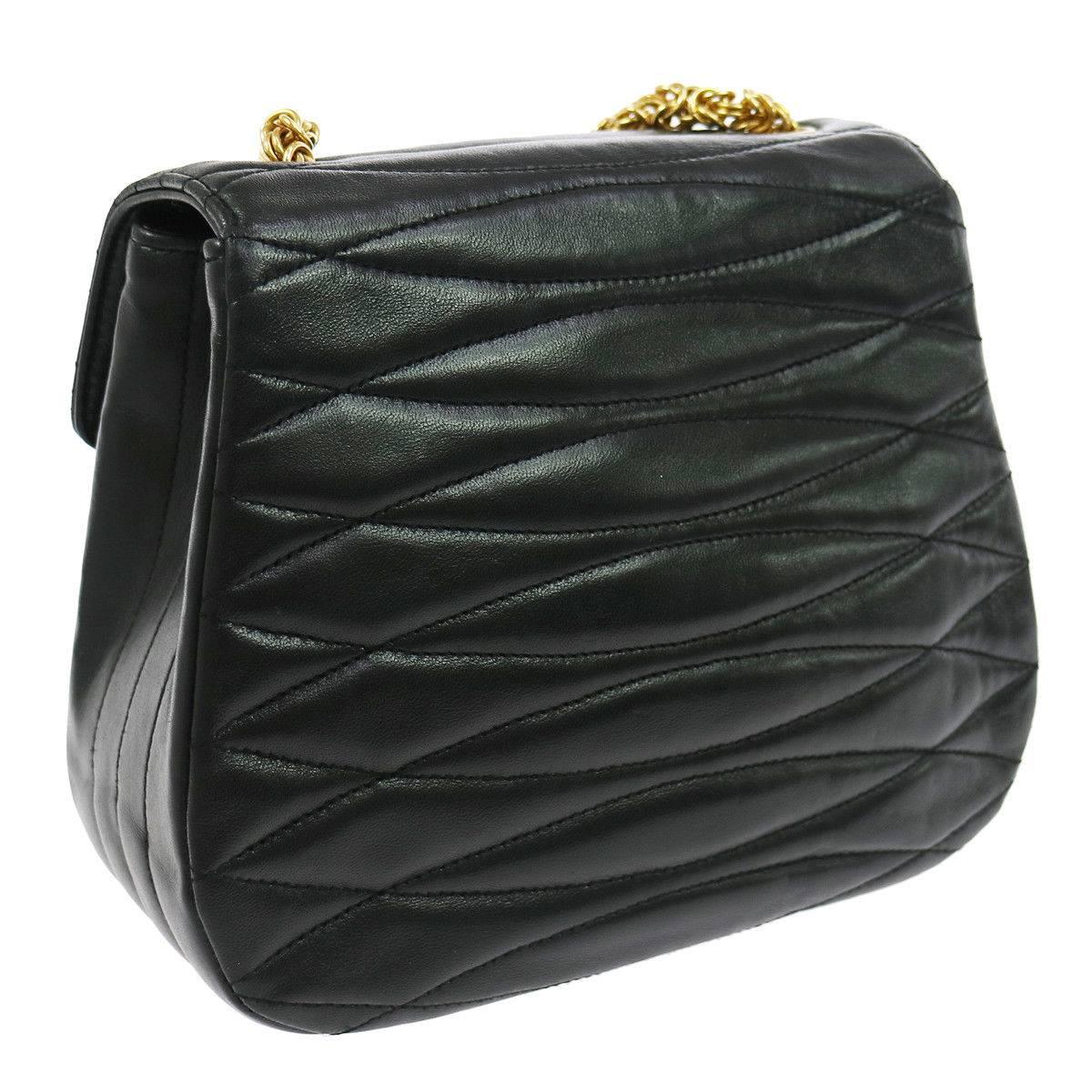 Chanel New Black Leather Party Evening Shoulder Flap Bag in Box In New Condition In Chicago, IL
