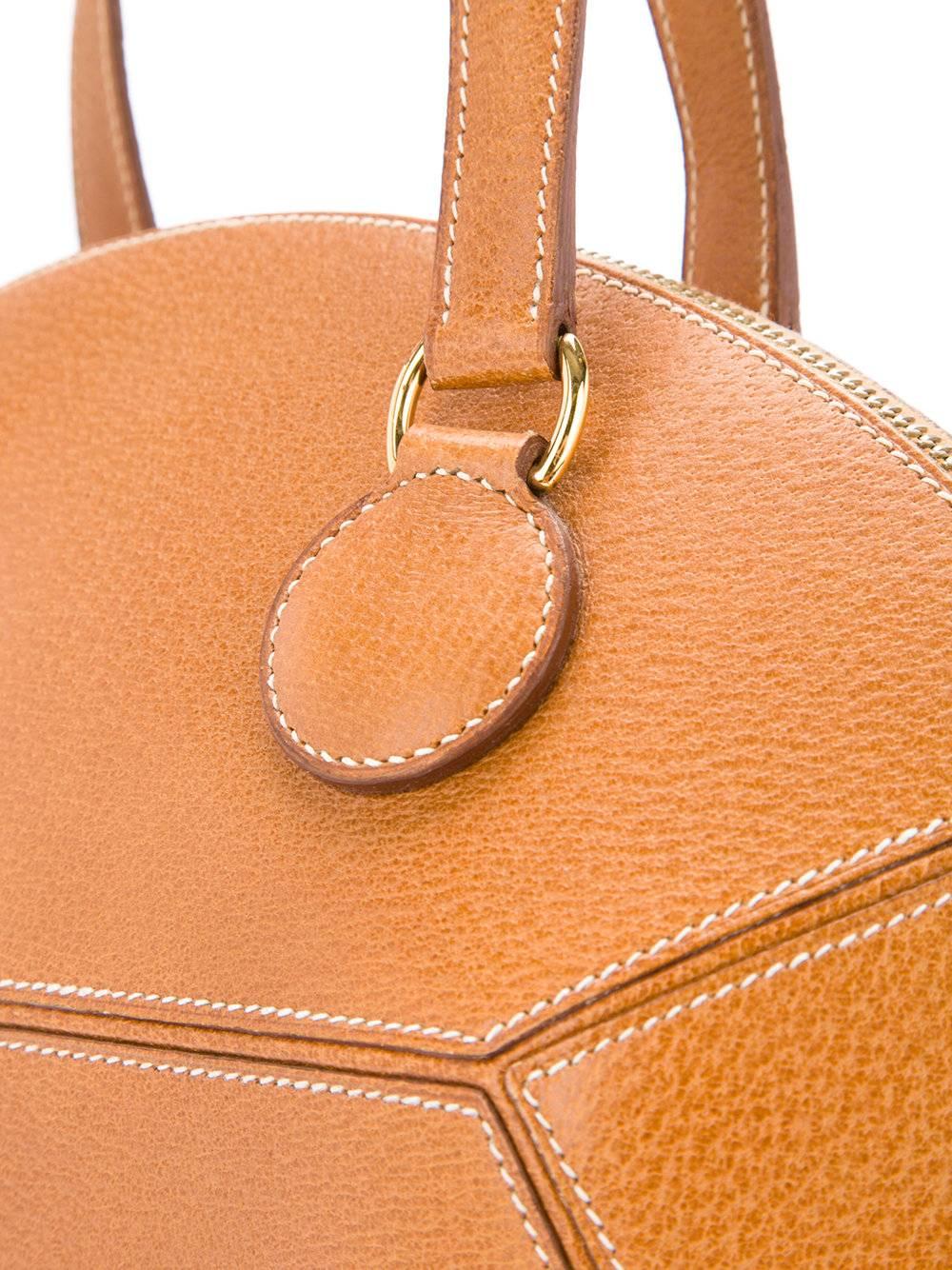 Brown Hermes Cognac Leather Bowling Top Handle Satchel Shoulder Bag