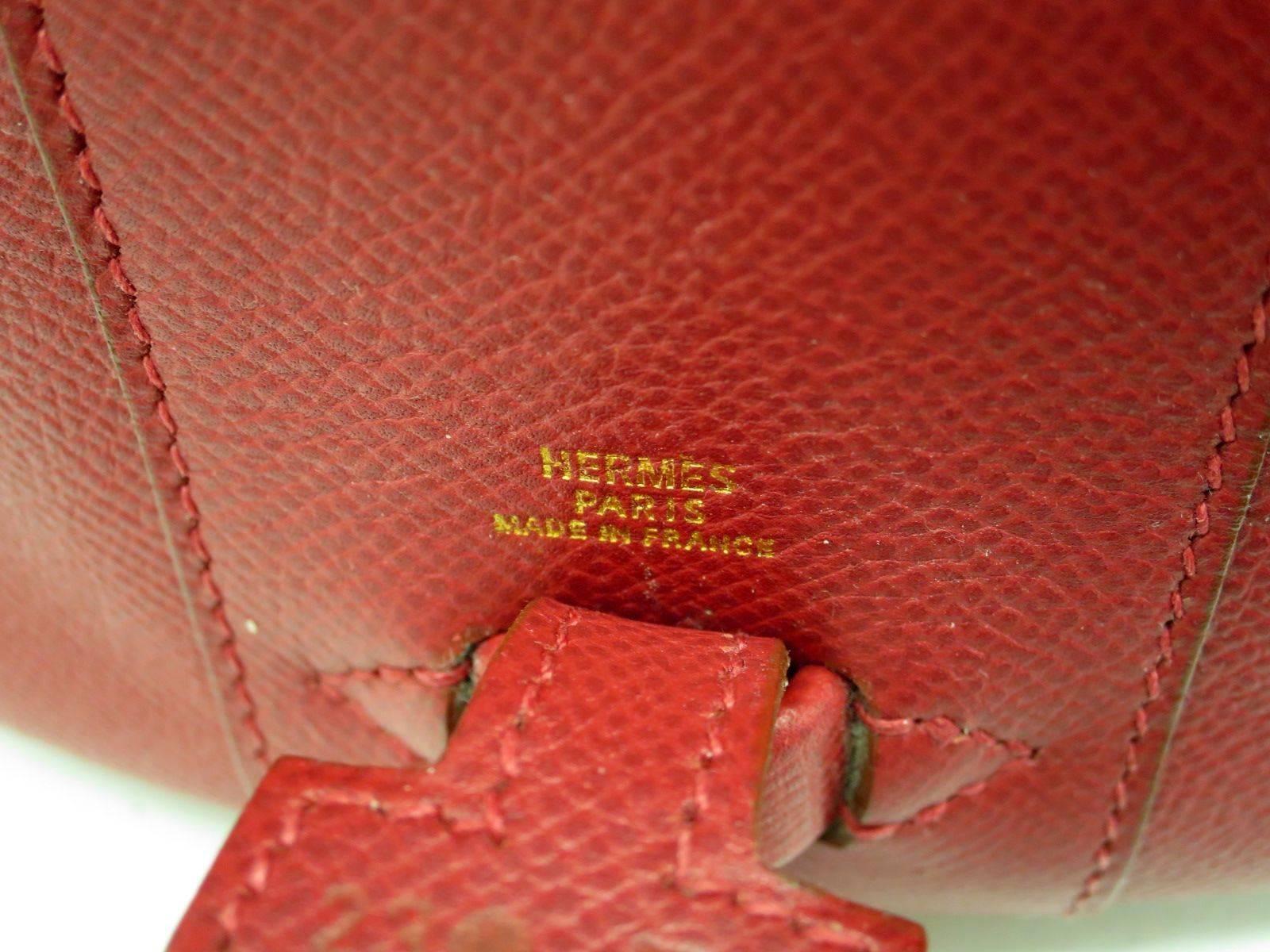 Hermes  Red Leather Vanity Jewelry Travel Storage CarryAll Bag 3
