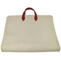 Hermes Canvas Men's Women's Garment Carryall Travel Storage Top Handle Tote Bag