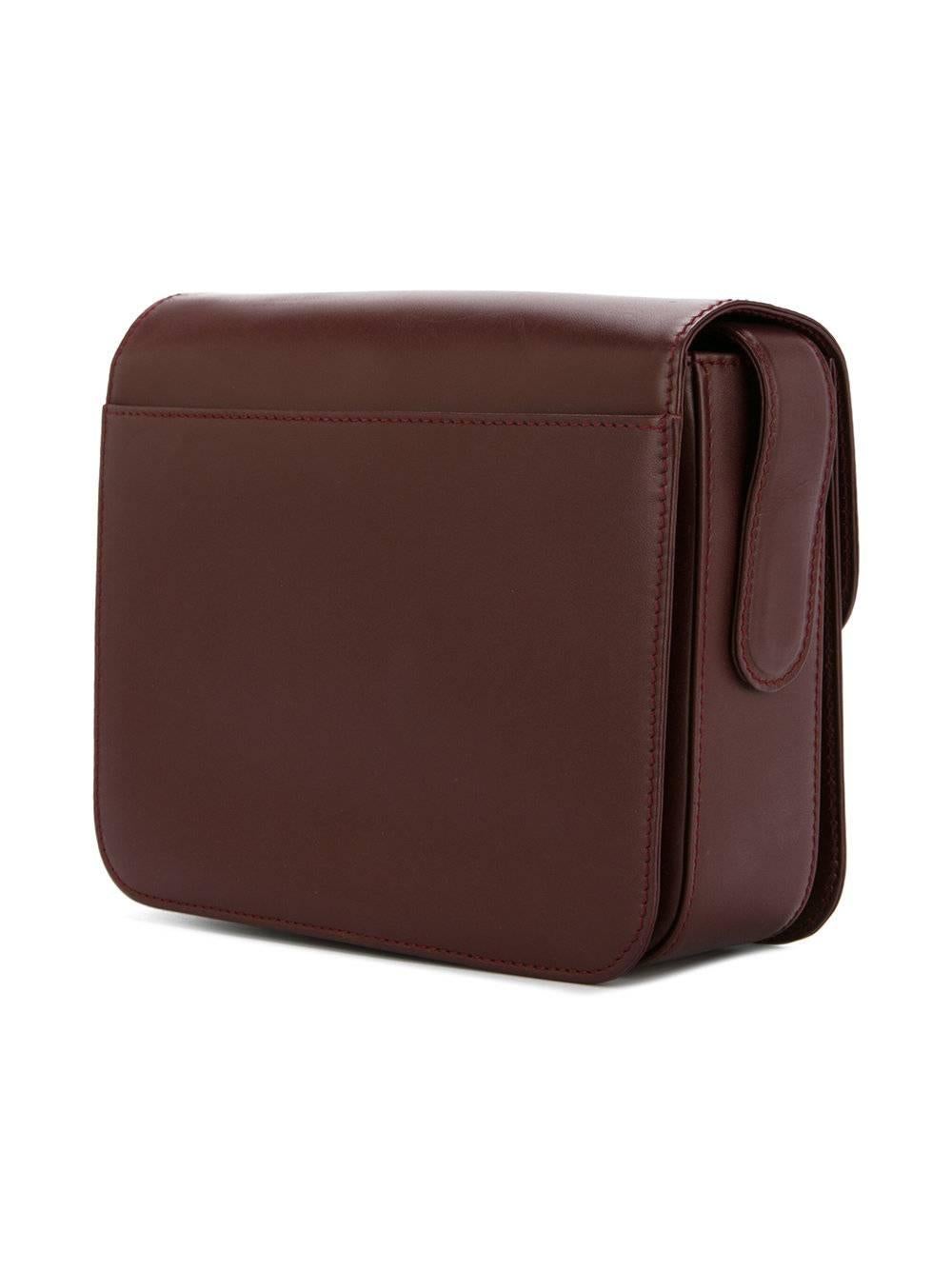 Cartier Bordeaux Leather Twist Lock Shoulder Flap Bag In Excellent Condition In Chicago, IL