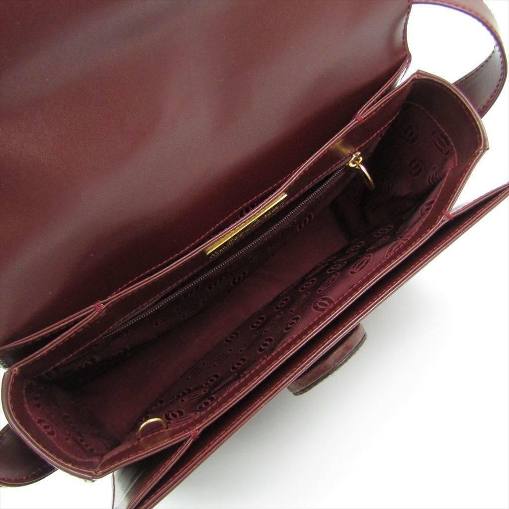 Cartier Bordeaux Leather Twist Lock Shoulder Flap Bag 2