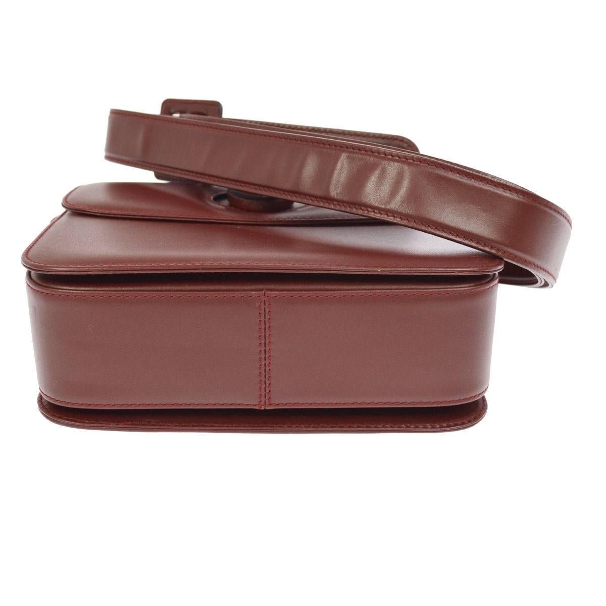 Women's Cartier Bordeaux Leather Twist Lock Shoulder Flap Bag