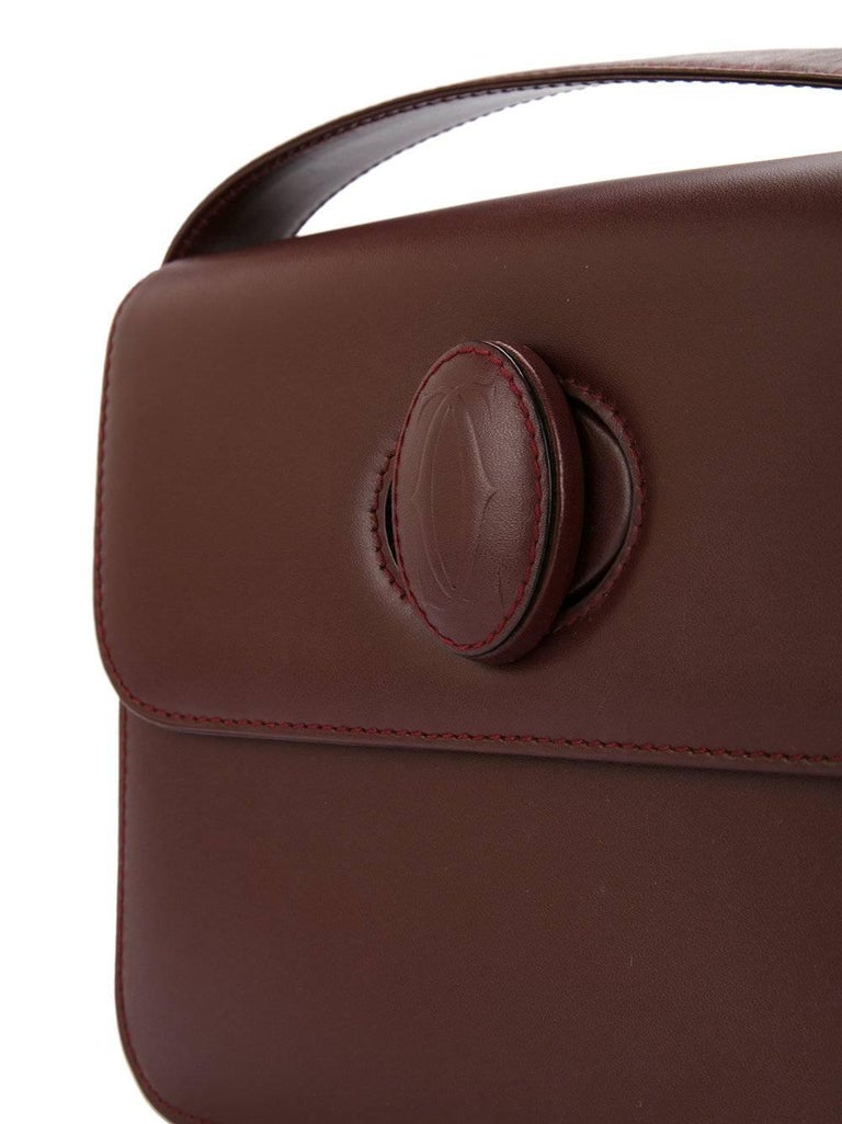 Cartier Bordeaux Leather Twist Lock Shoulder Flap Bag For Sale at 1stDibs