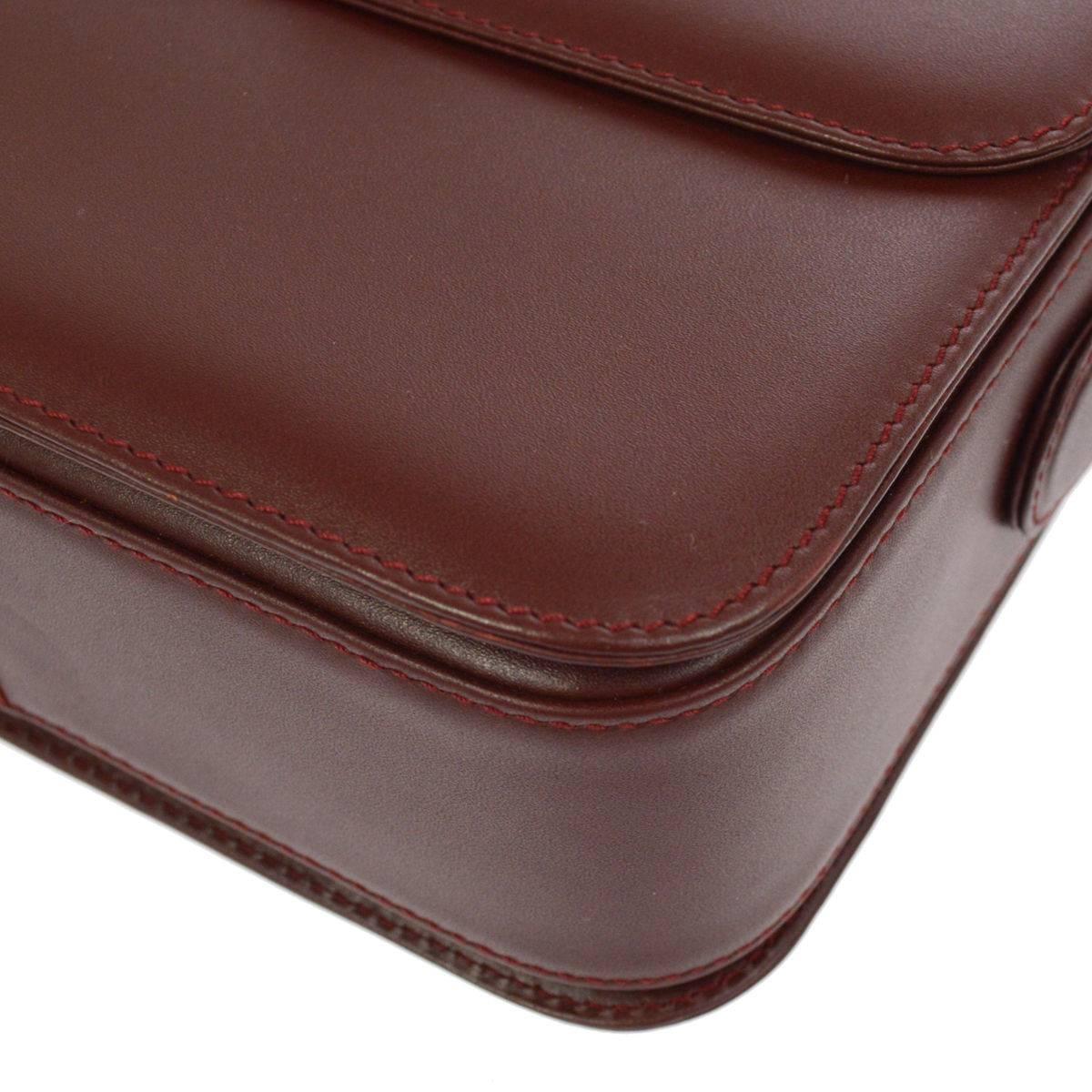 Cartier Bordeaux Leather Twist Lock Shoulder Flap Bag 1