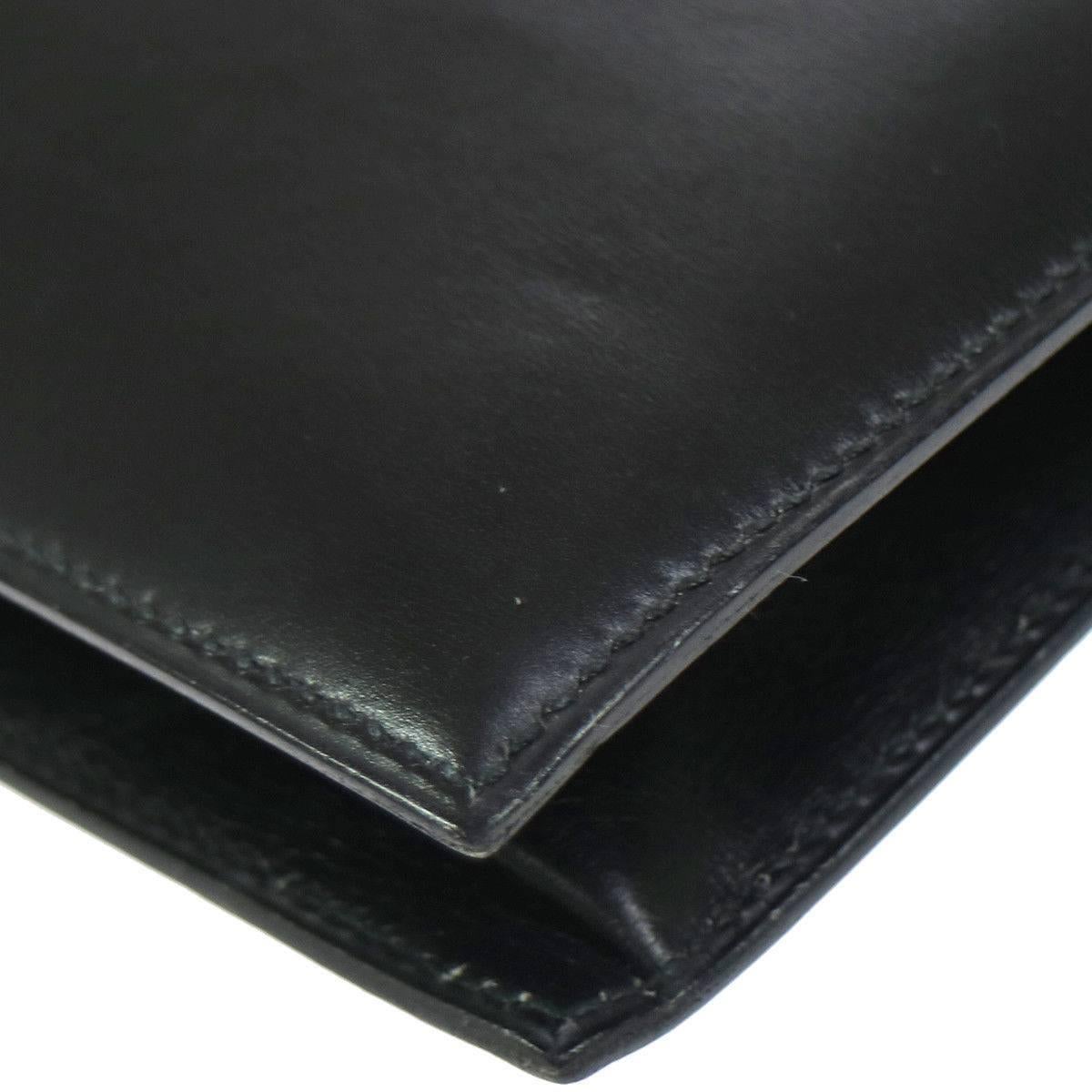 Hermes Black Leather H Envelope Evening Shoulder Flap Bag  In Excellent Condition In Chicago, IL
