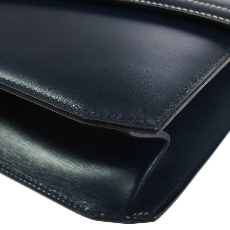 Hermes Blue Leather Gold Cadena Top Handle Shoulder Flap Bag at 1stDibs ...