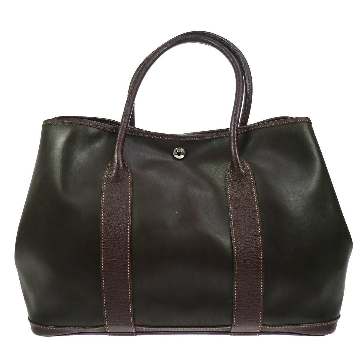Hermes Brown Top Handle Large Travel Carryall Tote Bag