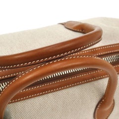 Hermes Canvas Cognac Leder Top Handle Satchel Carryall Tasche