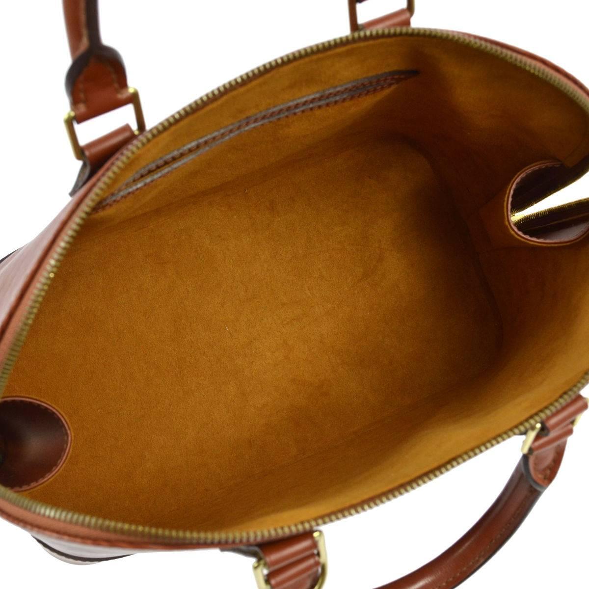 Women's Louis Vuitton Cognac Leather Top Handle Tote Satchel Bag