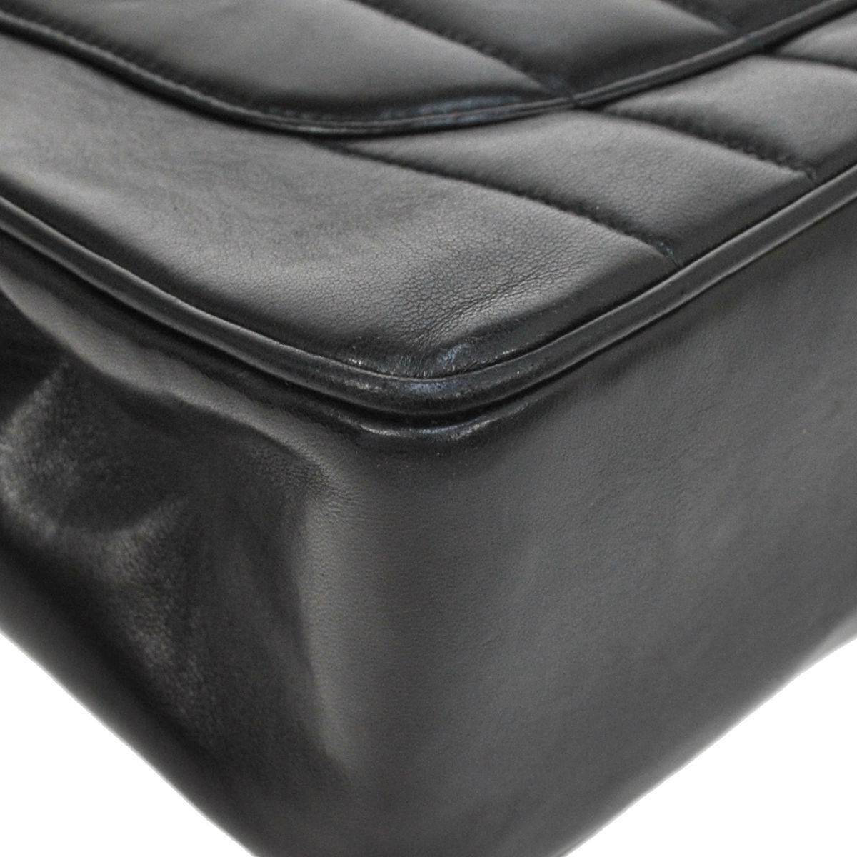 Chanel Black Lambskin GHW Jumbo Stripe Shoulder Flap Bag 4