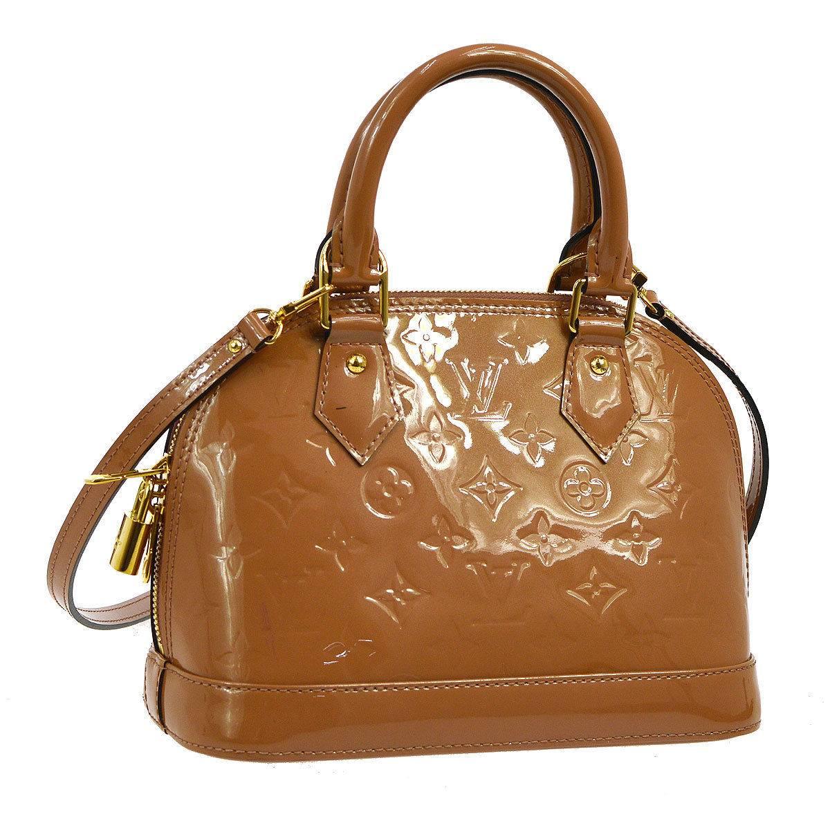 Louis Vuitton Cognac Patent Top Handle Satchel Shoulder Bag With All Accessories