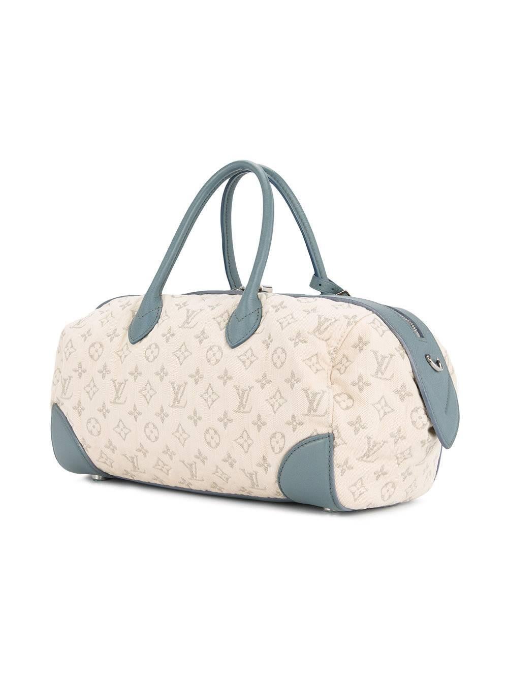Gray Louis Vuitton Monogram Fabric Leather Carryall Top Handle Satchel Shoulder Bag