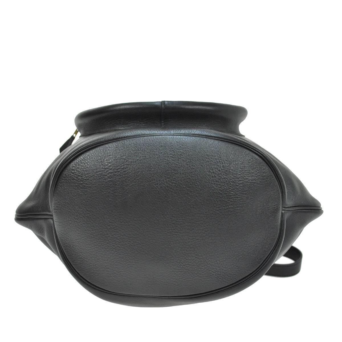 Women's Hermes Ostrich Leather Black Men's Hardware Top Handle Bucket Shoulder Bag