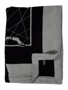 Chanel Gray Black Silk and Wool Men's Home Decor Couch Chair Throw Blanket