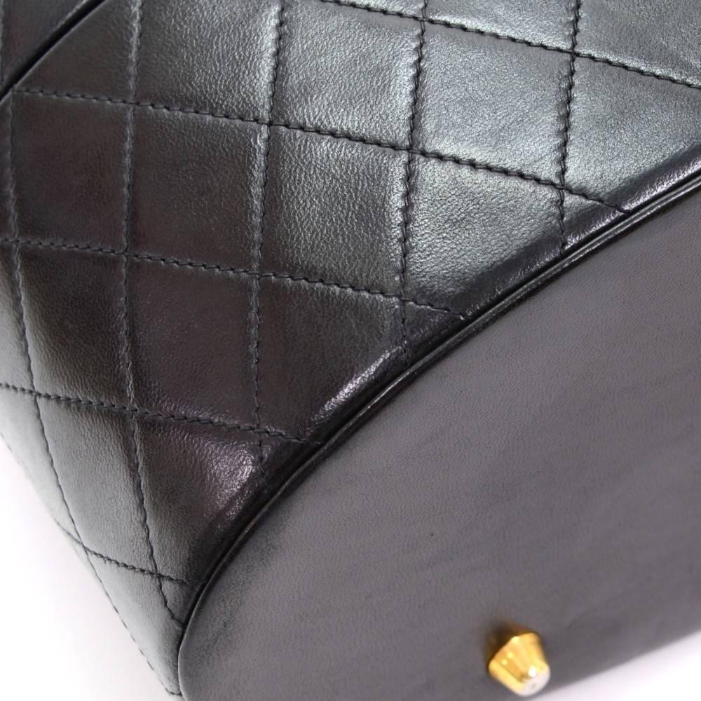 Chanel Black Lambskin Quilted Vanity Jewelry Travel Top Handle Satchel Bag 3