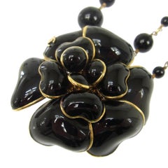 Chanel Black Gold Charm Flower Beaded Evening Waist Belt