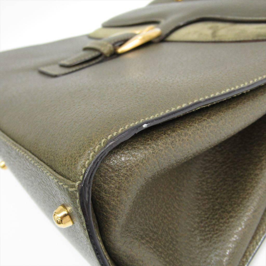 Black Gucci Olive Green Leather Gold Kelly Style Evening Top Handle Satchel Flap Bag