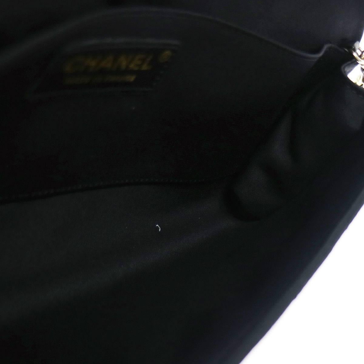 Chanel Black Organza Flower Envelope Evening Clutch Top Handle Shoulder Flap Bag 2