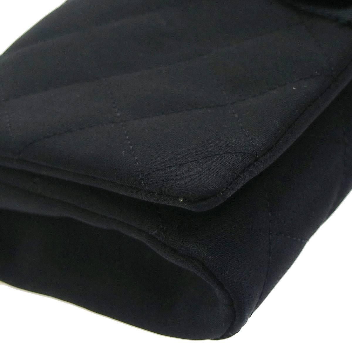 Women's Chanel Black Organza Flower Envelope Evening Clutch Top Handle Shoulder Flap Bag