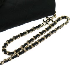 Chanel Black Organza Flower Envelope Evening Clutch Top Handle Shoulder Flap Bag