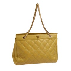 Chanel Lambskin Stitch Nude Tan Carryall Chain Top Handle Shoulder Tote Bag