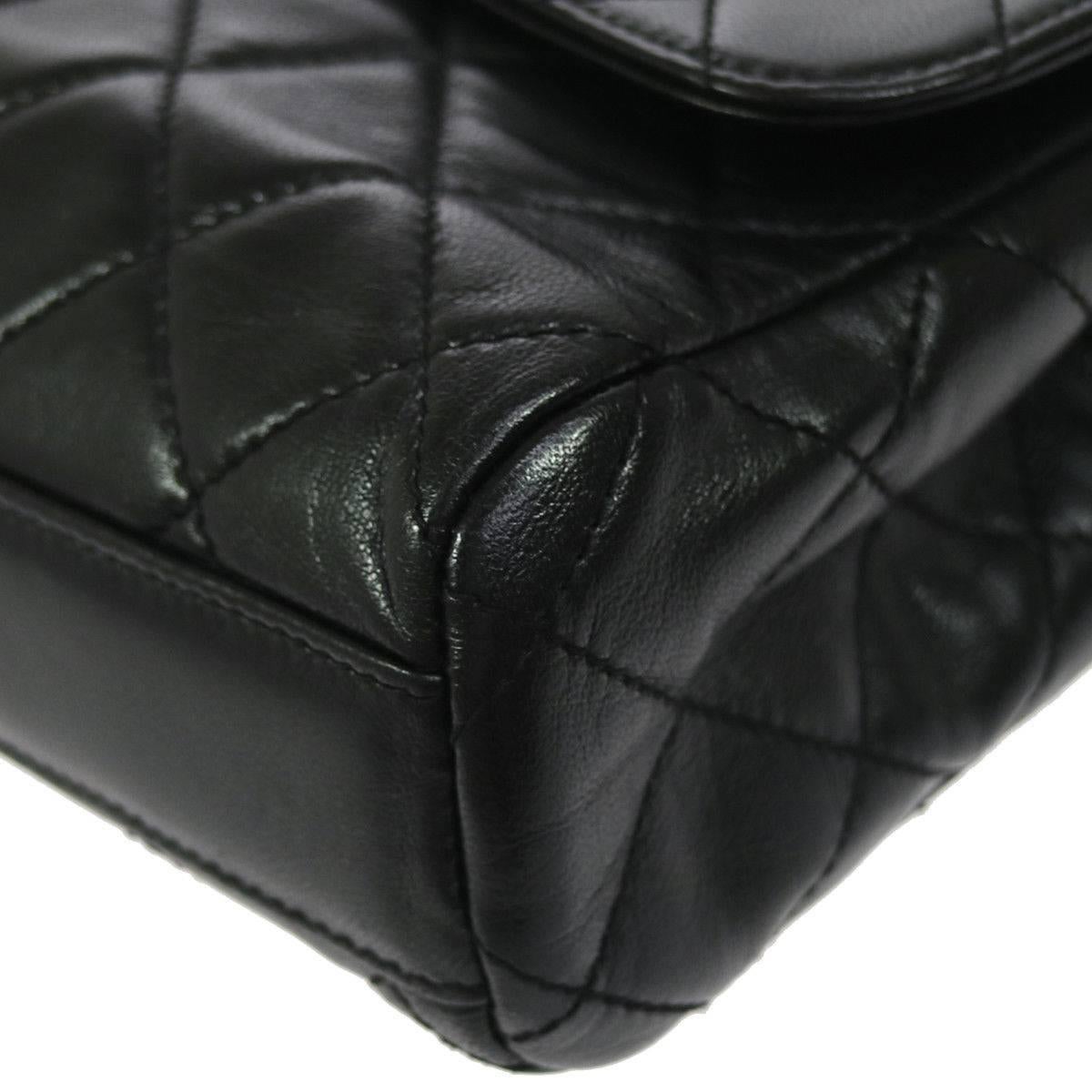 Chanel Black Lambskin Gold Top Handle Envelope Evening Clutch Flap Bag 1