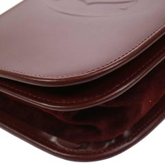 Cartier Like New Bordeaux Leather Saddle Top Handle Shoulder Flap Bag in Box