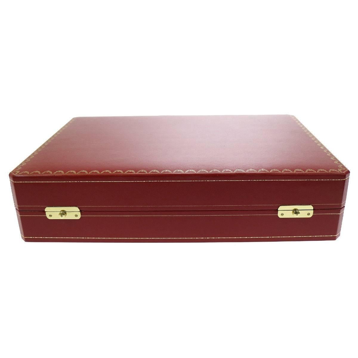Cartier Red Leather Men's Women's Travel Storage Vanity Watch Case Trunk in Box