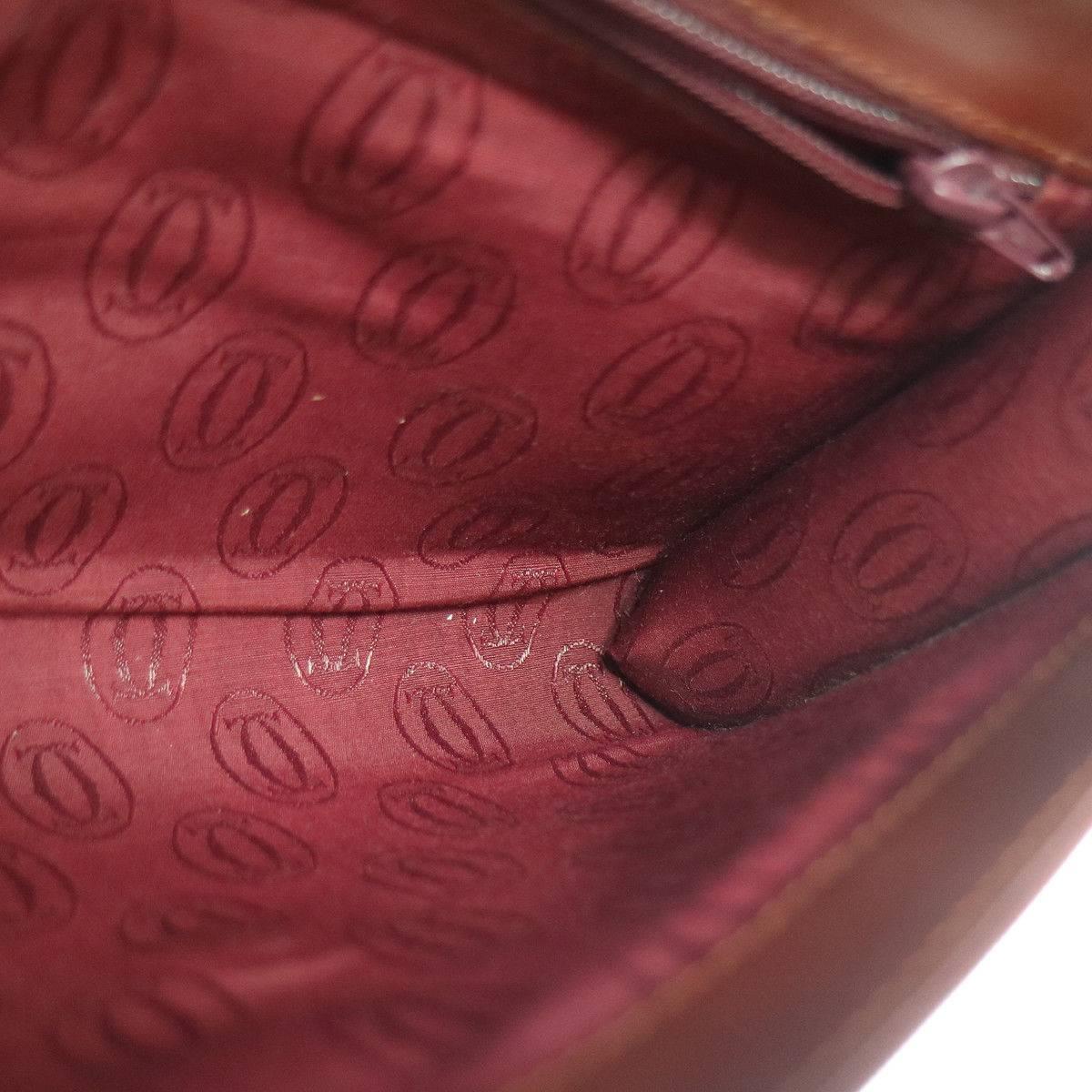 Women's Cartier Bordeaux Leather Envelope Evening Fold Over Flap Clutch Bag in Box