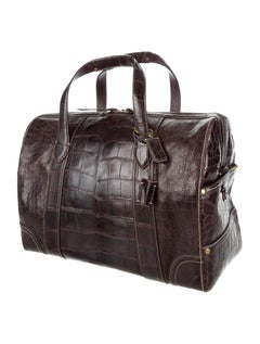 Coach Crocodile Chocolate Brown Men's Carryall Weekender Travel Tote Duffle Bag