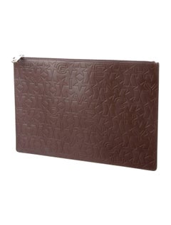 Givenchy New Brown Leather Logo iPad Tech Travel Envelope Clutch Bag in Box