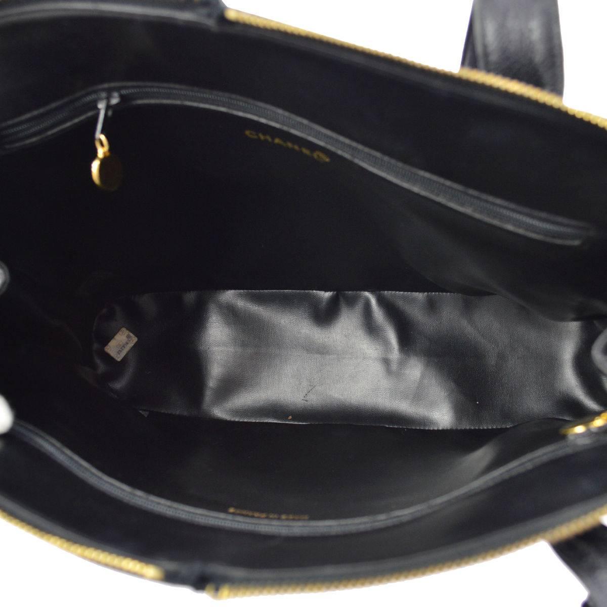 Chanel Black Leather Large Carryall Weekender Travel Tote Shoulder Bag 1