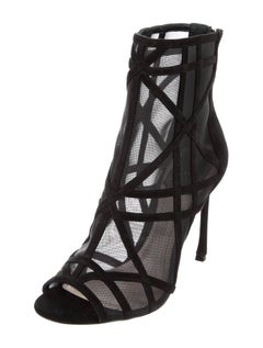 Christian Dior New Black Suede Cut Out Ankle Boots Booties in Box