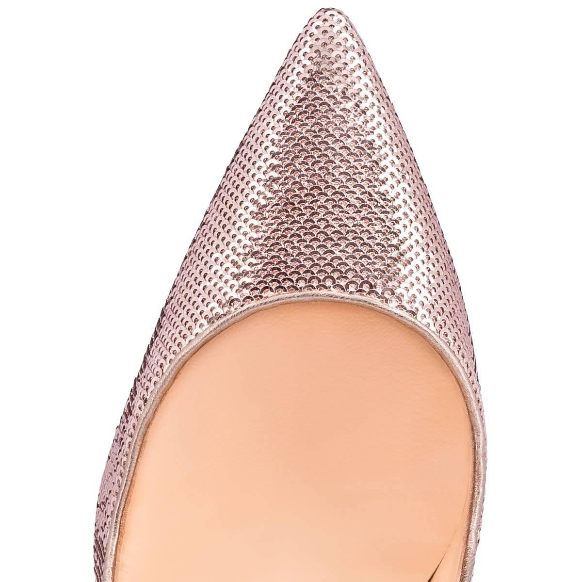 Christian Louboutin New Rose Gold Pink Sequin So Kate High Heels Pumps in Box

Size IT 36.5
Sequin
Slip on 
Made in Italy
Heel height 4.75" (120mm)
Includes original Christian Louboutin dust bag and box


