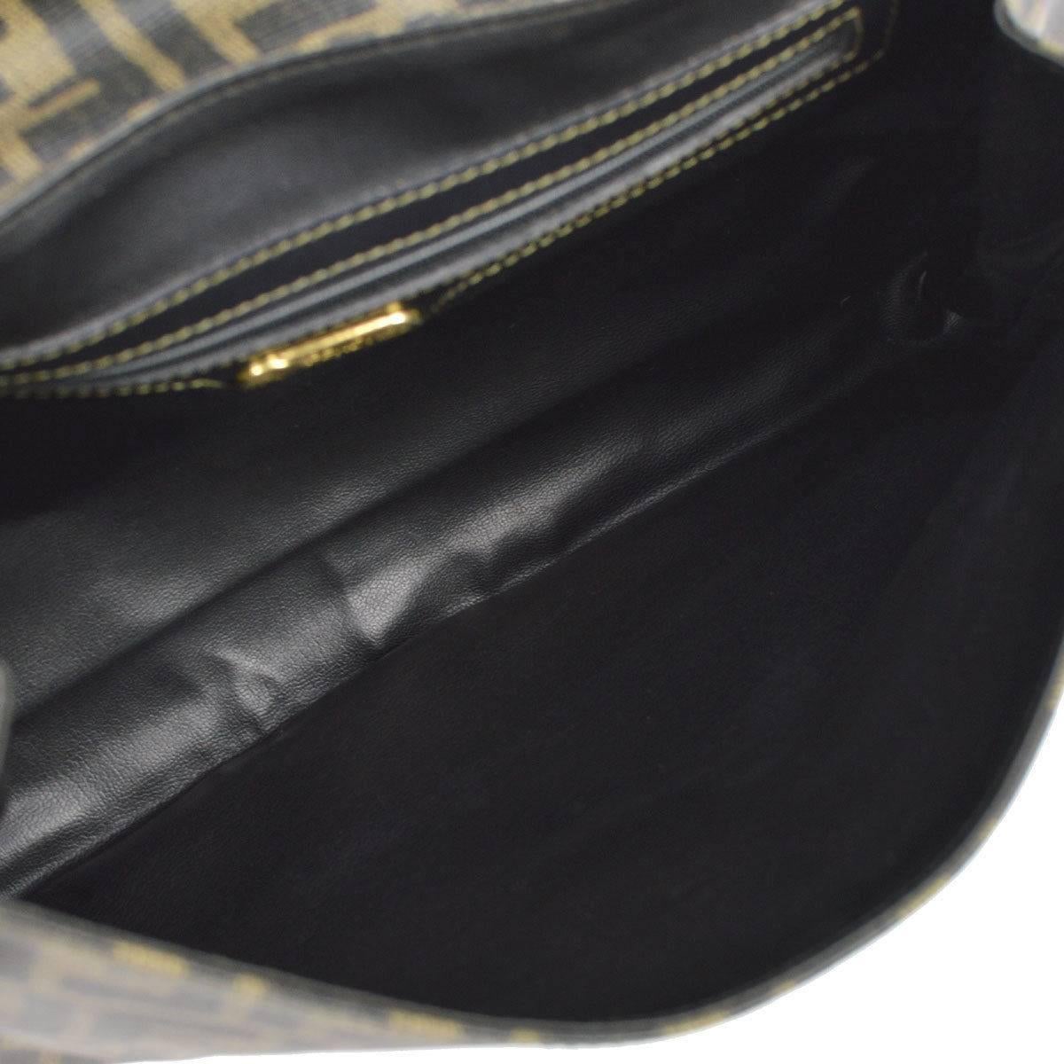 Black Fendi Zucca Monogram Large Men's Pouch Travel Envelope Evening Clutch Flap Bag