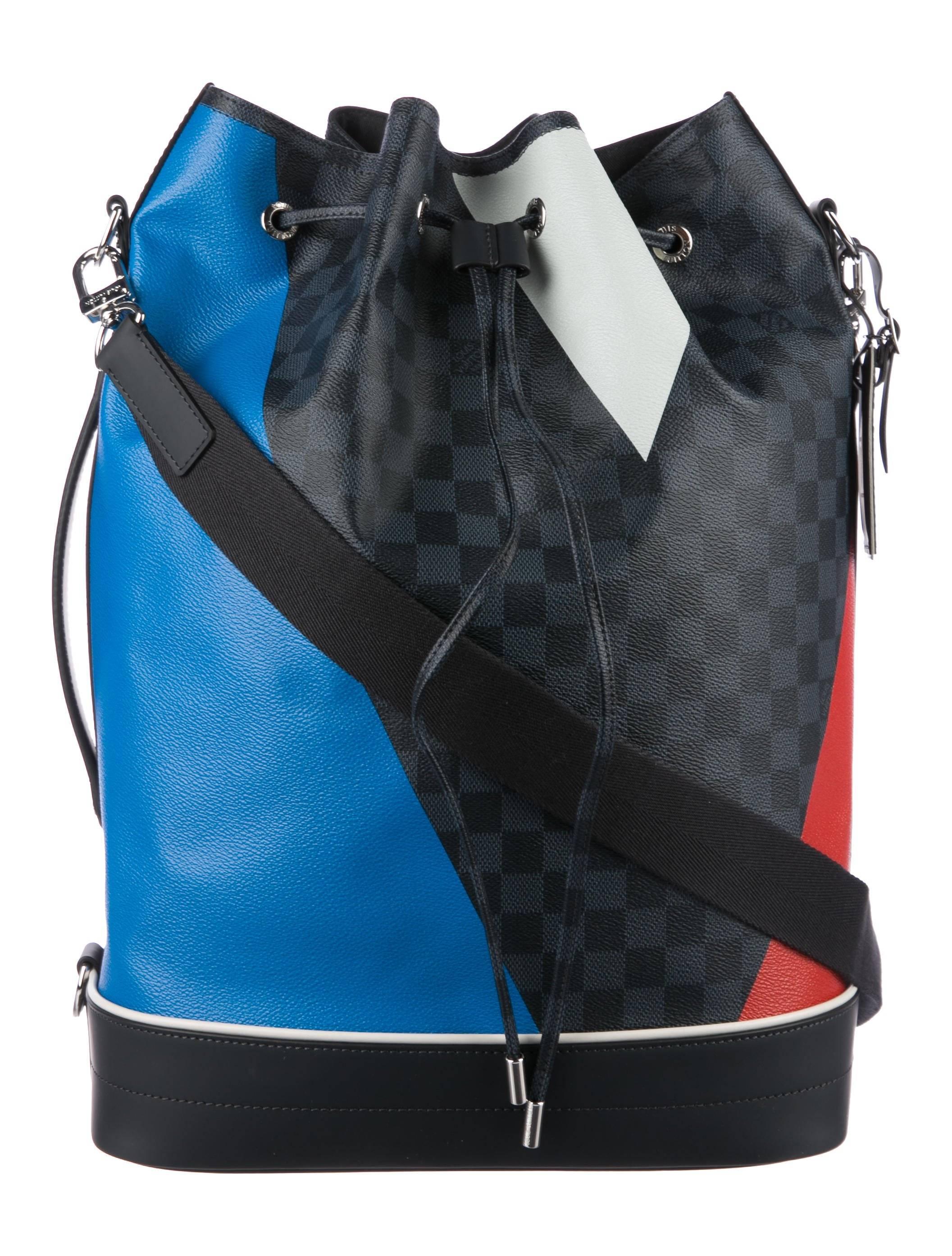 Black Louis Vuitton New Stripe Bucket CarryAll Travel Duffle Shoulder Bag in Box