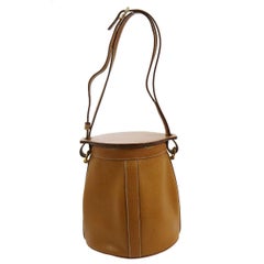 Retro Hermes Cognac Leather Bucket Top Handle Shoulder Bag in Box