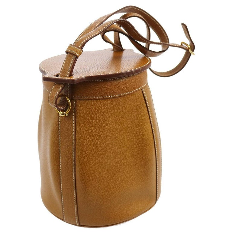 Hermes Cognac Leather Bucket Top Handle Shoulder Bag in Box at 1stDibs ...